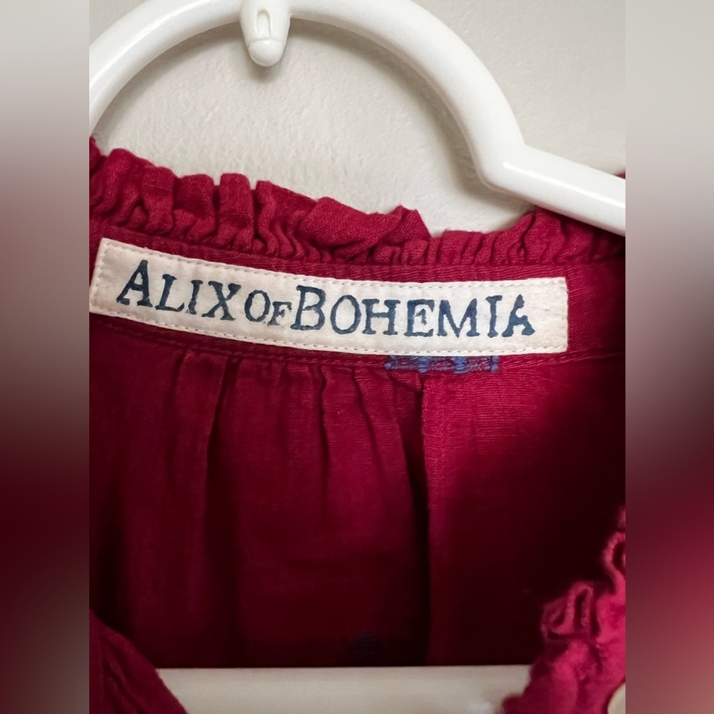 Alice Of Bohemia Poet Plum Wine Blouse Size Medium - Picture 3 of 6